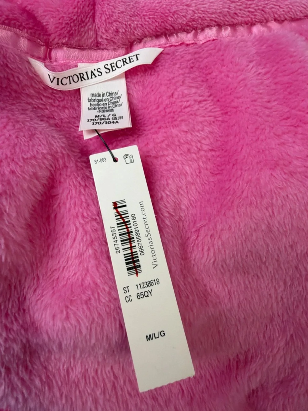 VICTORIA SECRET Hollywood Pink Heart Cosy Short Dressing Gown - Picture 2 of 2